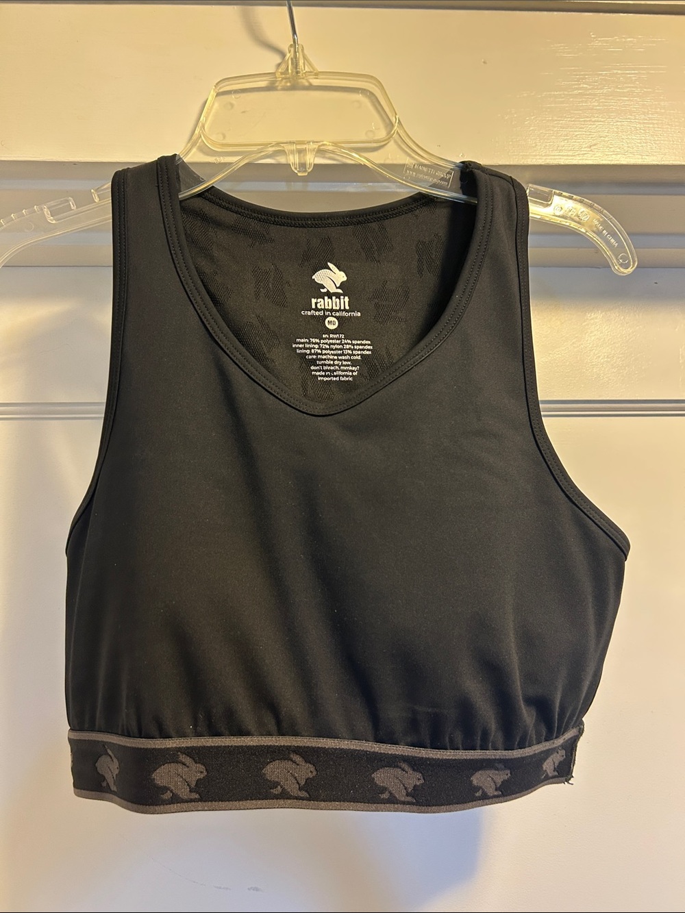 rabbit Women’s Black Racerback UtiliBRA-vo Sports Bra: Medium, NWOT